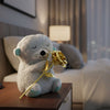 Teddy Bear with Artificial Golden Rose Flower Gift Set (2 Pc)